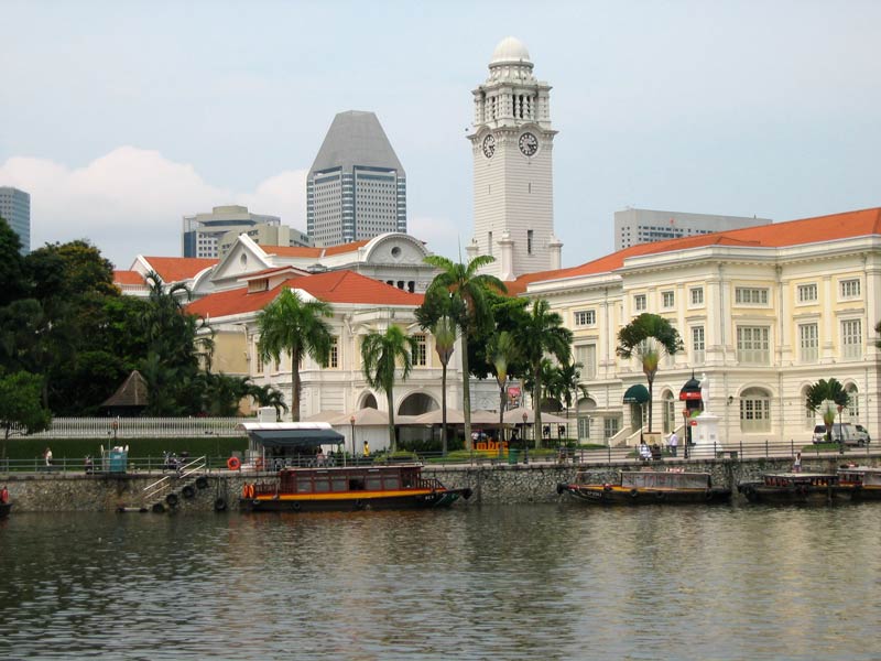 Řeka Singapore, místo přistání Sira Rafflese / Singapore River, Sir Raffles landing site (SGP)