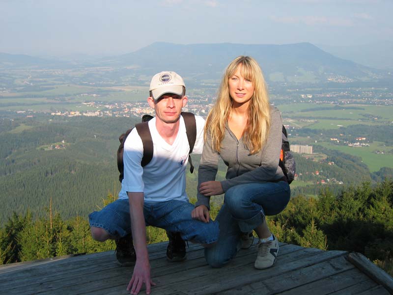 Verča a já na Javorníku, v pozadí Frenštát a Ondřejník / Verča and me on Javorník, Frenštát and Ondřejník in the background